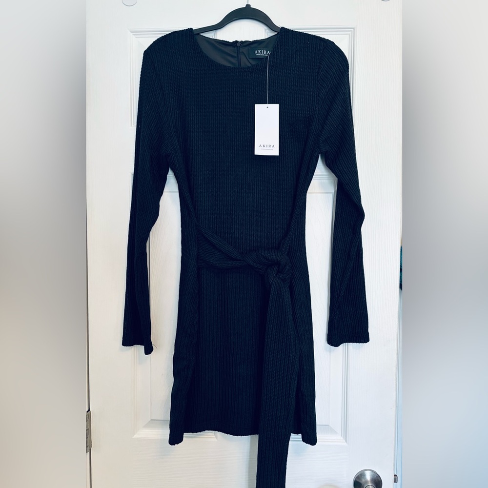 AKIRA Elegant Black Long Sleeve Dress